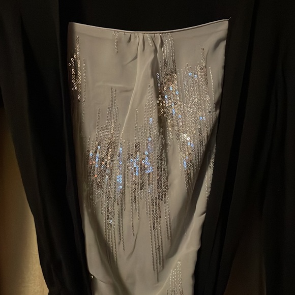 Cardigan with Built-in Tank, Black with gray cami, silver sequins - Picture 2 of 8